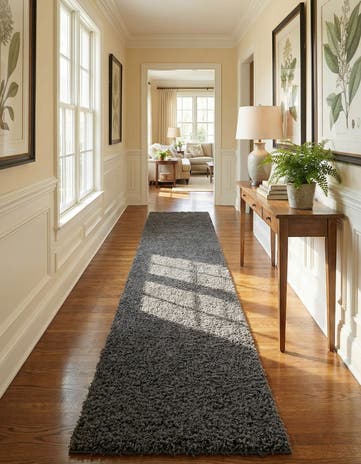 Graphite Gray Solid Shag Runner Rug