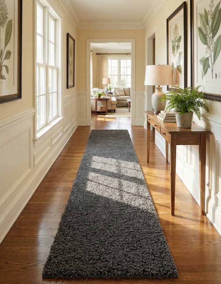2' 7 x 16' 5 Solid Shag Runner Rug