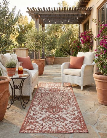 Rust Red Easy-Clean Jill Zarin Dubai Indoor / Outdoor Runner Rug