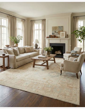 9' 1 x 12' 3 Hand Knotted Oushak Wool Rug