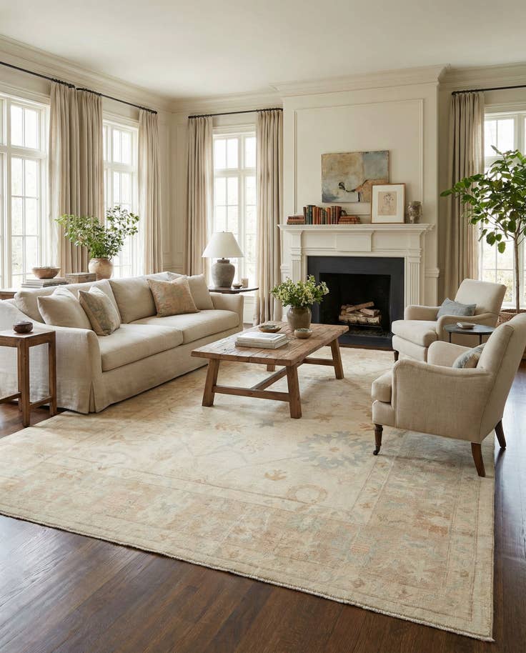 Detail image of 9' 1 x 12' 3 Hand Knotted Oushak Wool Rug