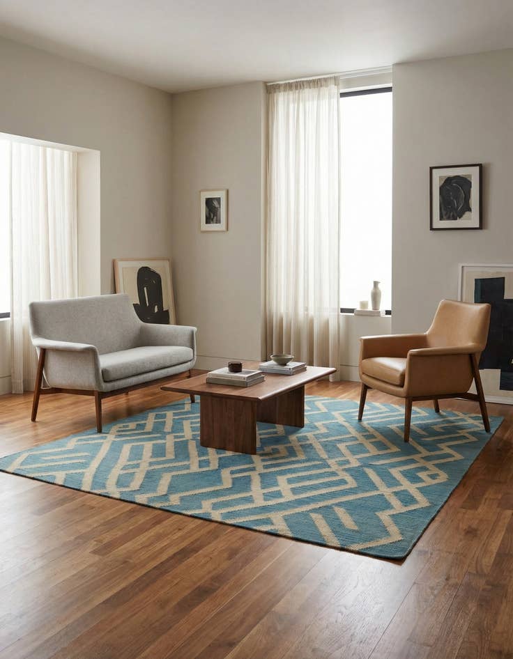 Detail image of 5' 3 x 6' 5 Hand Woven Kilim Modern Wool Square Rug