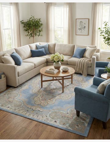 Light Blue Kamala Washable Rug