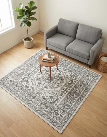 White Boston Square Rug