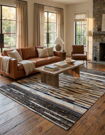 5' 1 x 8' Cowhide Leather Rug