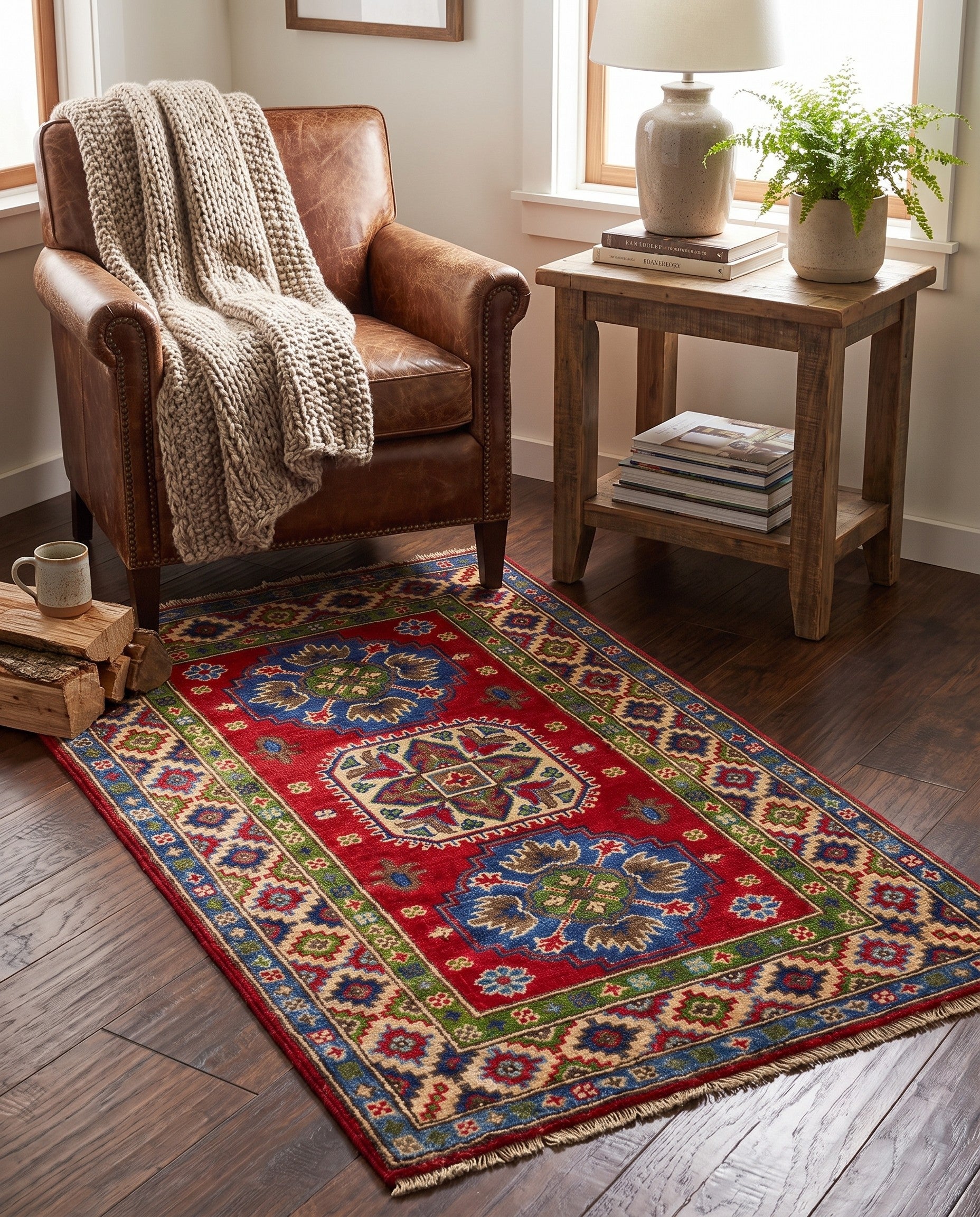2' 7 x 4' 4 Hand Knotted Kazak Rug