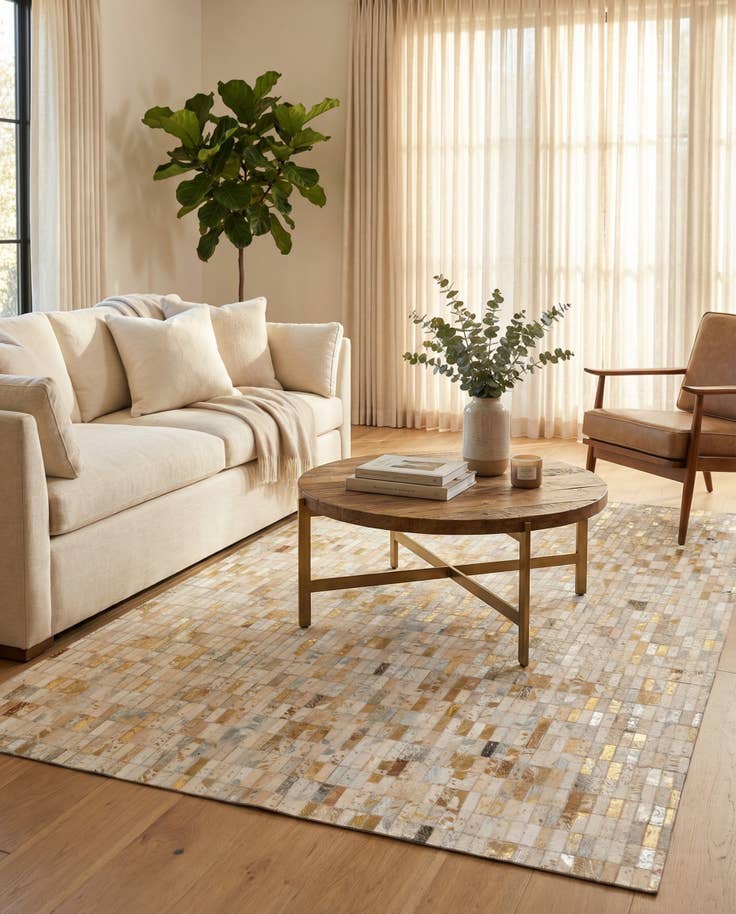 Detail image of 4' 11 x 7' 10 Cowhide Stocks Rug