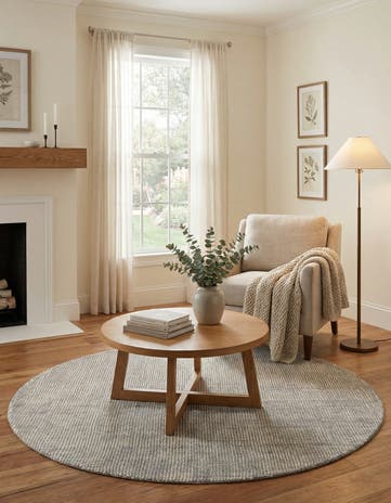 4' 1 x 4' 1 Hand Woven Jill Zarin English Manor Farmhouse Wool Round Rug