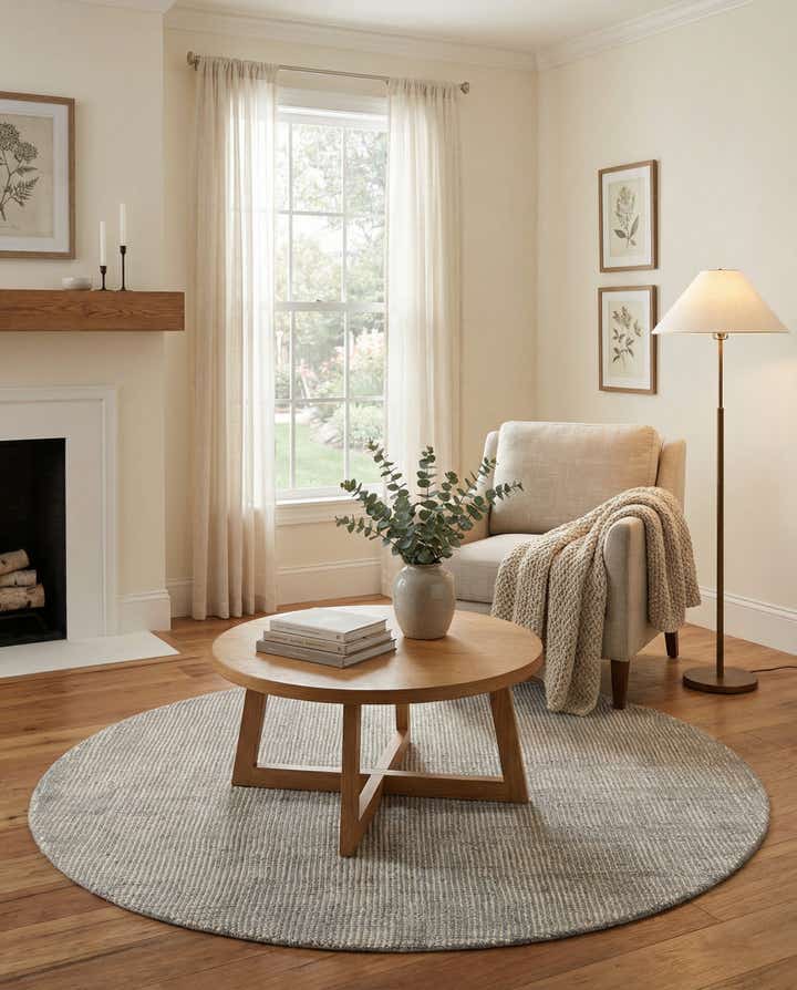 4' 1 x 4' 1 Hand Woven Jill Zarin English Manor Farmhouse Wool Round Rug