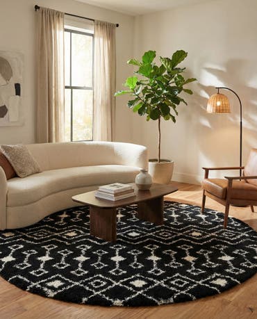  10' x 10' Moroccan Trellis Shag Round Rug