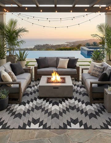 12' x 12' Easy-Clean Modern Indoor / Outdoor Square Rug