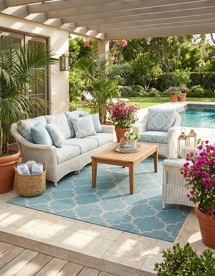 Detail image of 7' 10 x 10'  Washable Trellis Indoor / Outdoor Rug