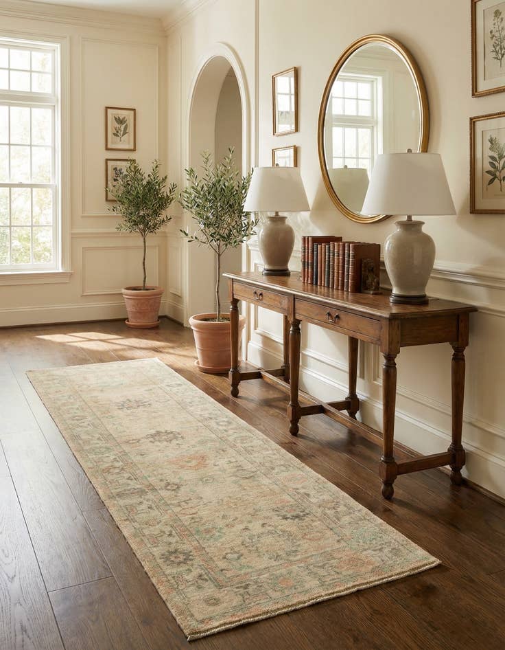 Detail image of 2' 8 x 9' 10 Hand Knotted Oushak Wool Runner Rug