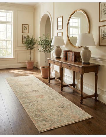 2' 8 x 9' 10 Hand Knotted Oushak Wool Runner Rug