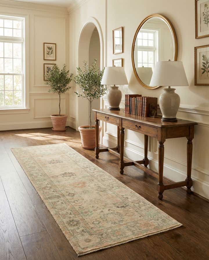 2' 8 x 9' 10 Hand Knotted Oushak Wool Runner Rug