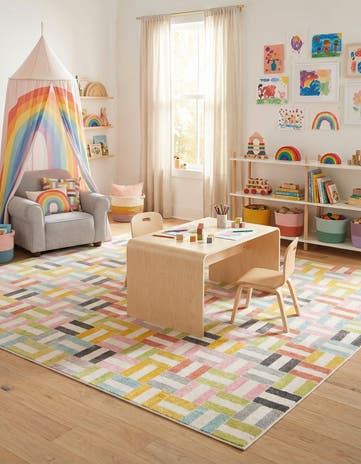 7' 10 x 10' Checkered Whimsy Kids Rug