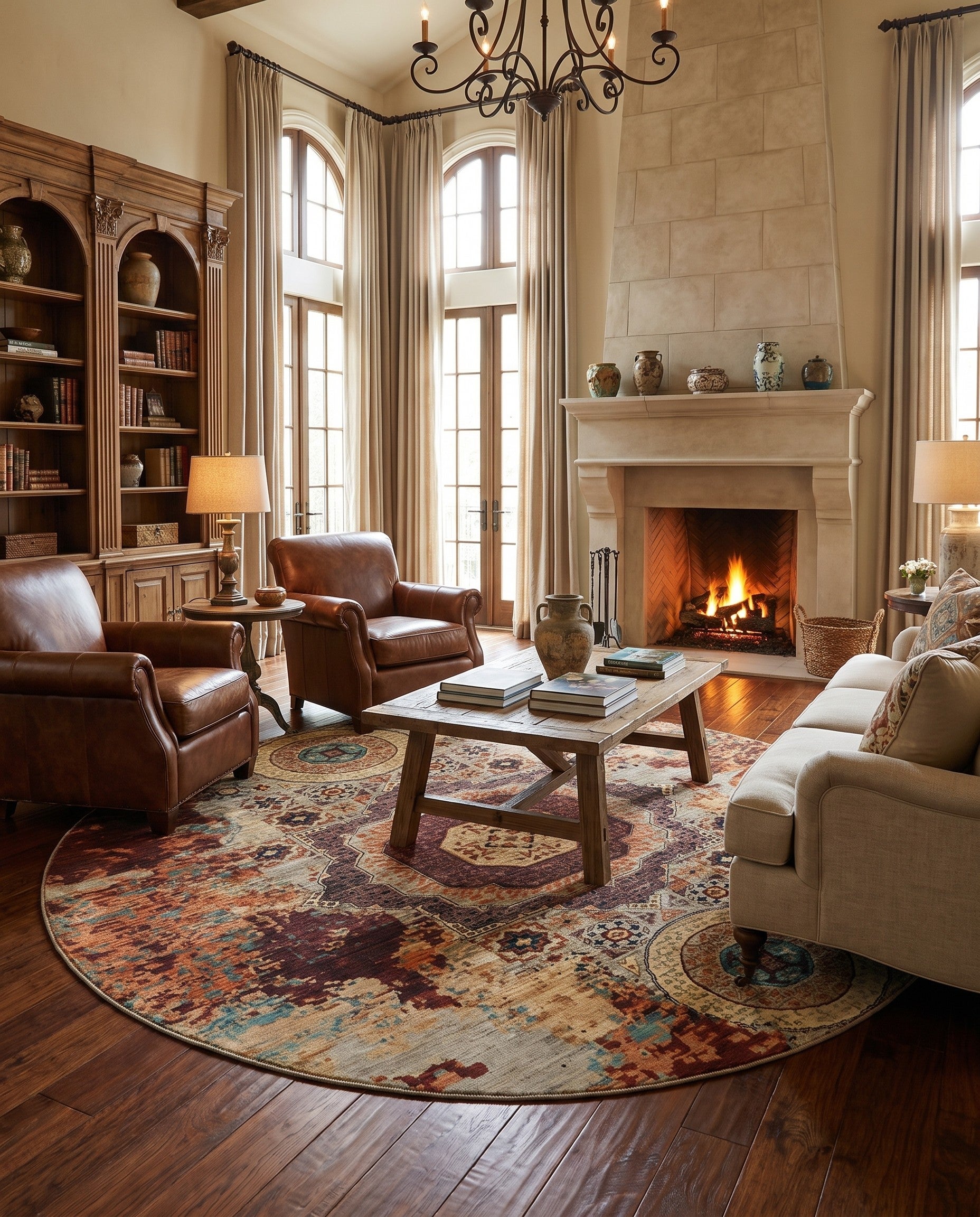 9' 8 x 9' 9 Hand Knotted Mamluk Ziegler Round Rug