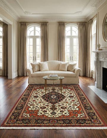 4' 8 x 6' 10 Hand Knotted Qom Persian Rug