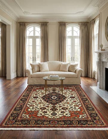4' 8 x 6' 10 Hand Knotted Qom Persian Rug