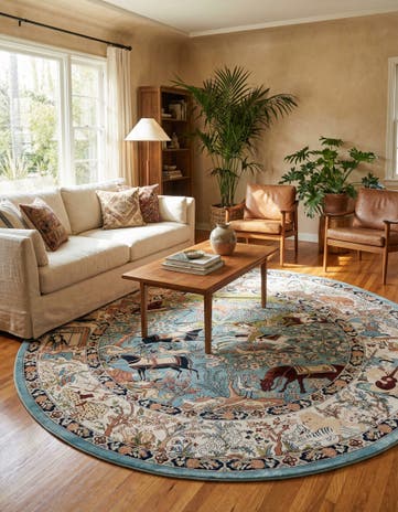 7' 10 x 7' 10 Nain Design Round Rug
