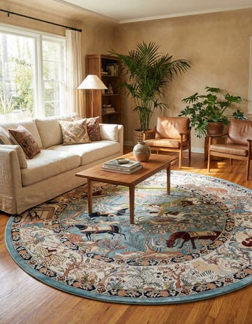 7' 10 x 7' 10 Nain Design Round Rug