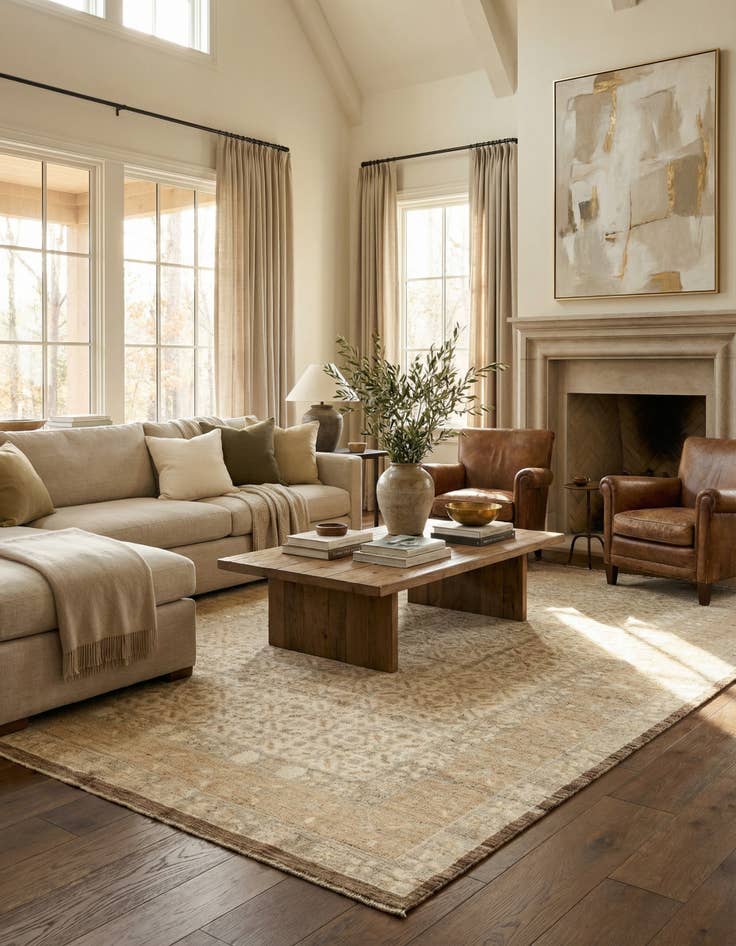 Detail image of 8' 3 x 10' 1 Hand Knotted Oushak Wool Rug