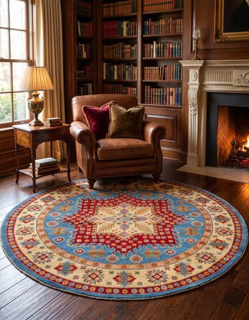 8' 3 x 8' 5 Hand Knotted Kazak Round Rug