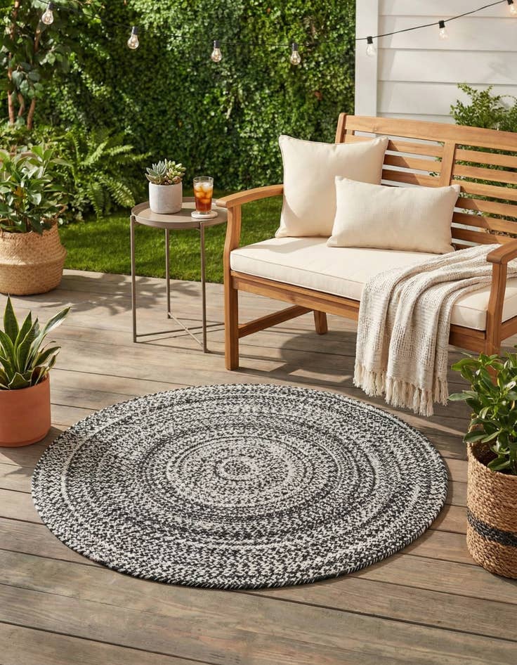 Detail image of 3' 3 x 3' 3  Hand Woven Eco Verse   Washable Indoor / Outdoor Round Rug