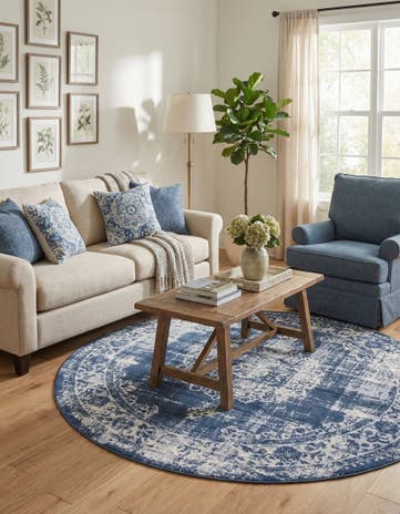 Dark Blue Legacy Round Rug