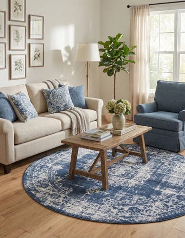 Dark Blue Legacy Round Rug