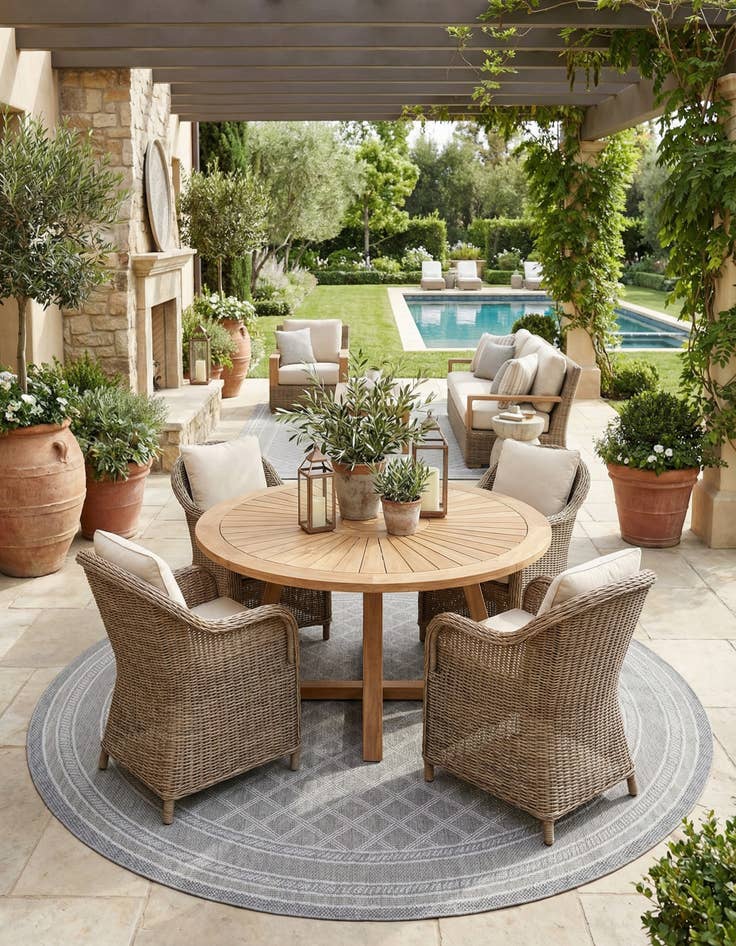 Detail image of 10' x 10' Washable Lattice Indoor / Outdoor Round Rug