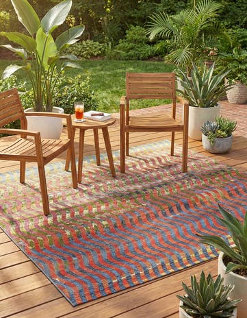 Easy-Clean Modern Indoor / Outdoor Square Rug