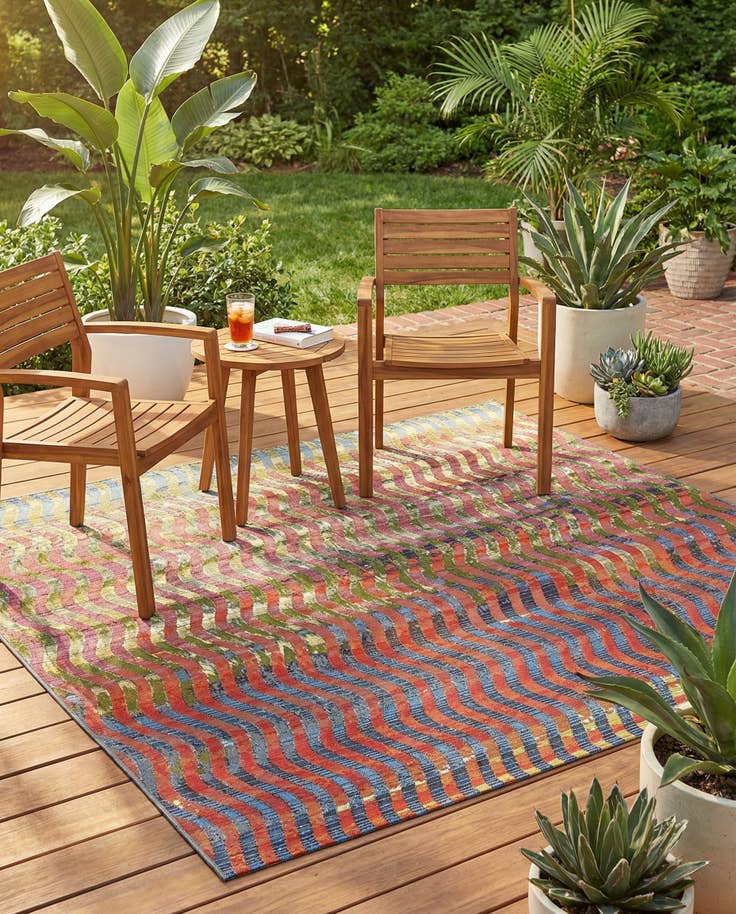 Detail image of 6' x 6' Easy-Clean Modern Indoor / Outdoor Square Rug