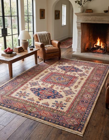 4' 11 x 6' 8 Hand Knotted Kazak Rug