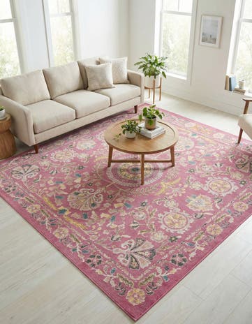 Dusty Pink Blossom Square Rug