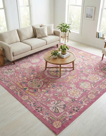 Dusty Pink Blossom Square Rug