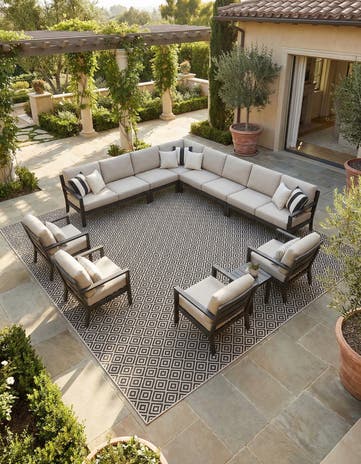 Charcoal Gray Easy-Clean Jill Zarin Costa Rica Indoor / Outdoor Square Rug