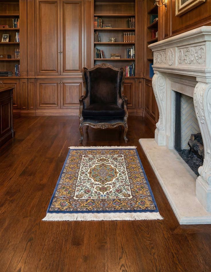 Detail image of 2' 7 x 3' 9 Ghom Silk Rug