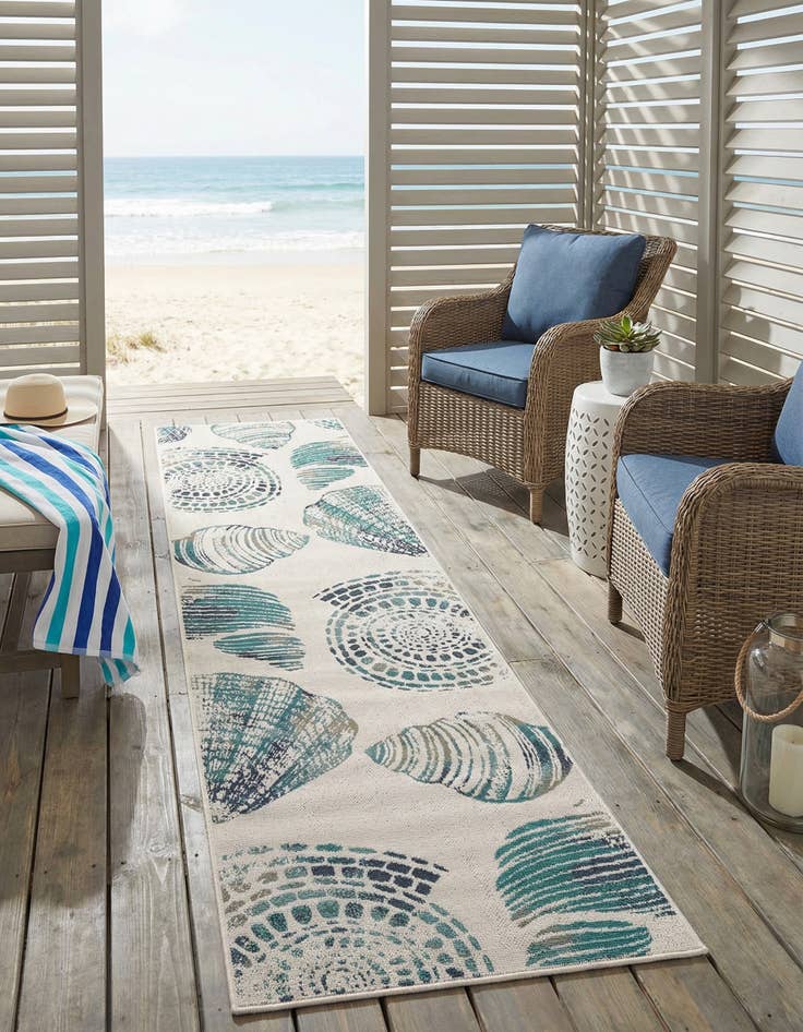 Detail image of 2' 7 x 10' Easy-Clean Coastal Indoor / Outdoor Runner Rug