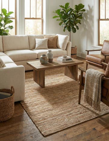 7' 10 x 10' Hand Woven Leather Metallic Jute Rug