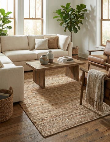 7' 10 x 10' Hand Woven Leather Metallic Jute Rug