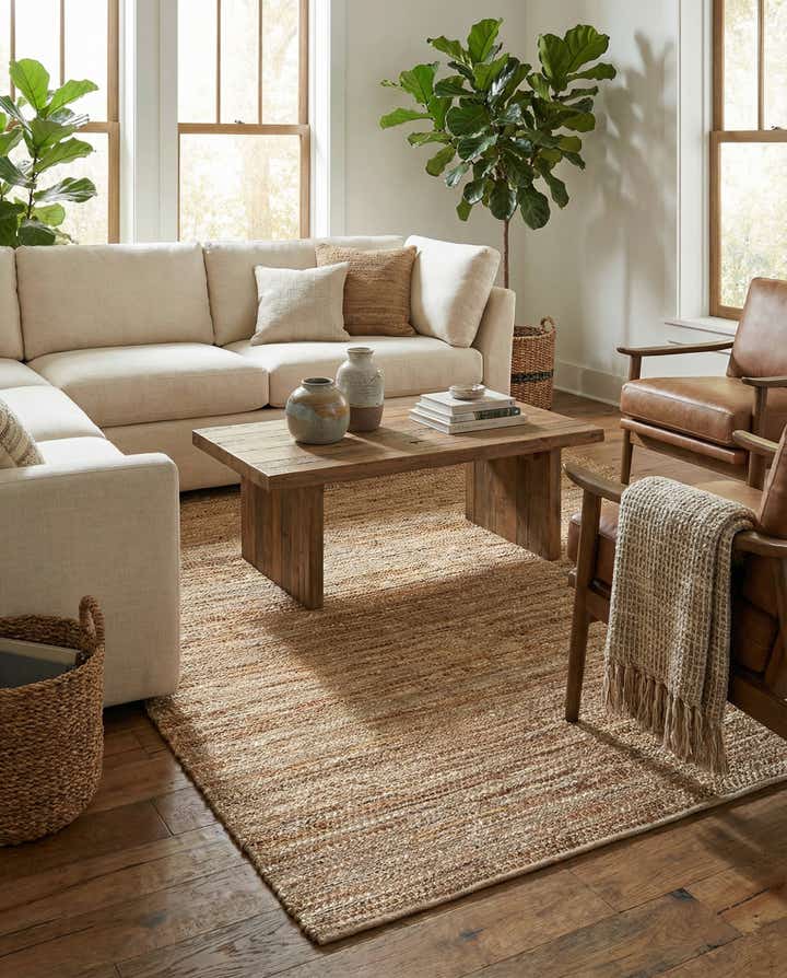 7' 10 x 10' Hand Woven Leather Metallic Jute Rug