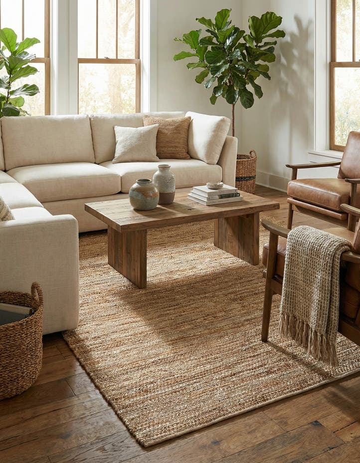 7' 10 x 10' Hand Woven Leather Metallic Jute Rug