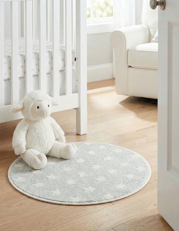 Cloud Gray Whimsy Kids Round Rug