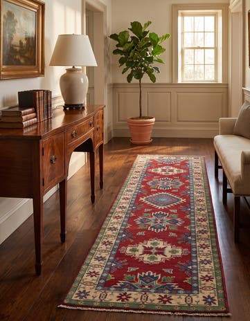 2' 9 x 9' 9 Hand Knotted Kazak Runner Rug