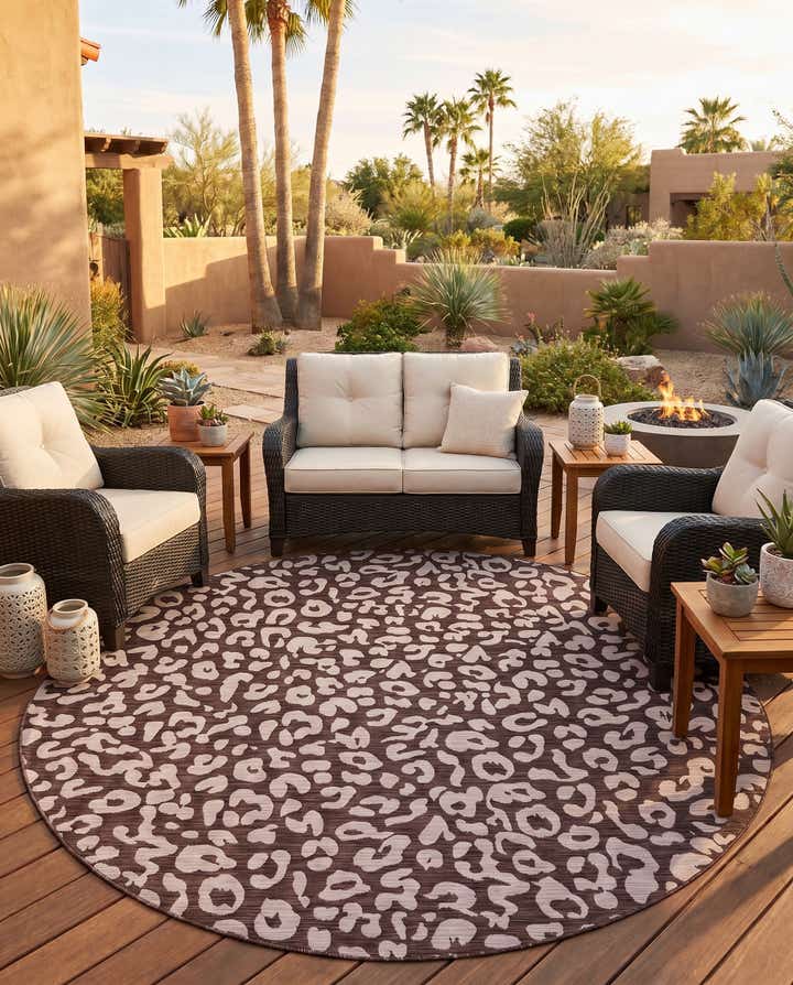 10' x 10' Easy-Clean Safari Indoor / Outdoor Round Rug