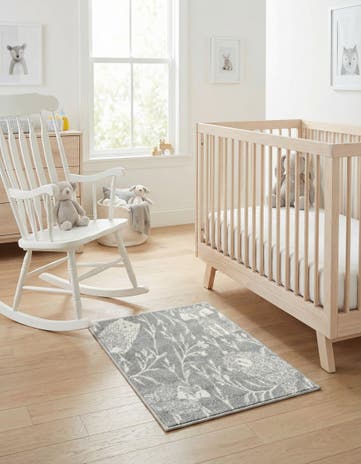 Gray Animals Whimsy Kids Rug