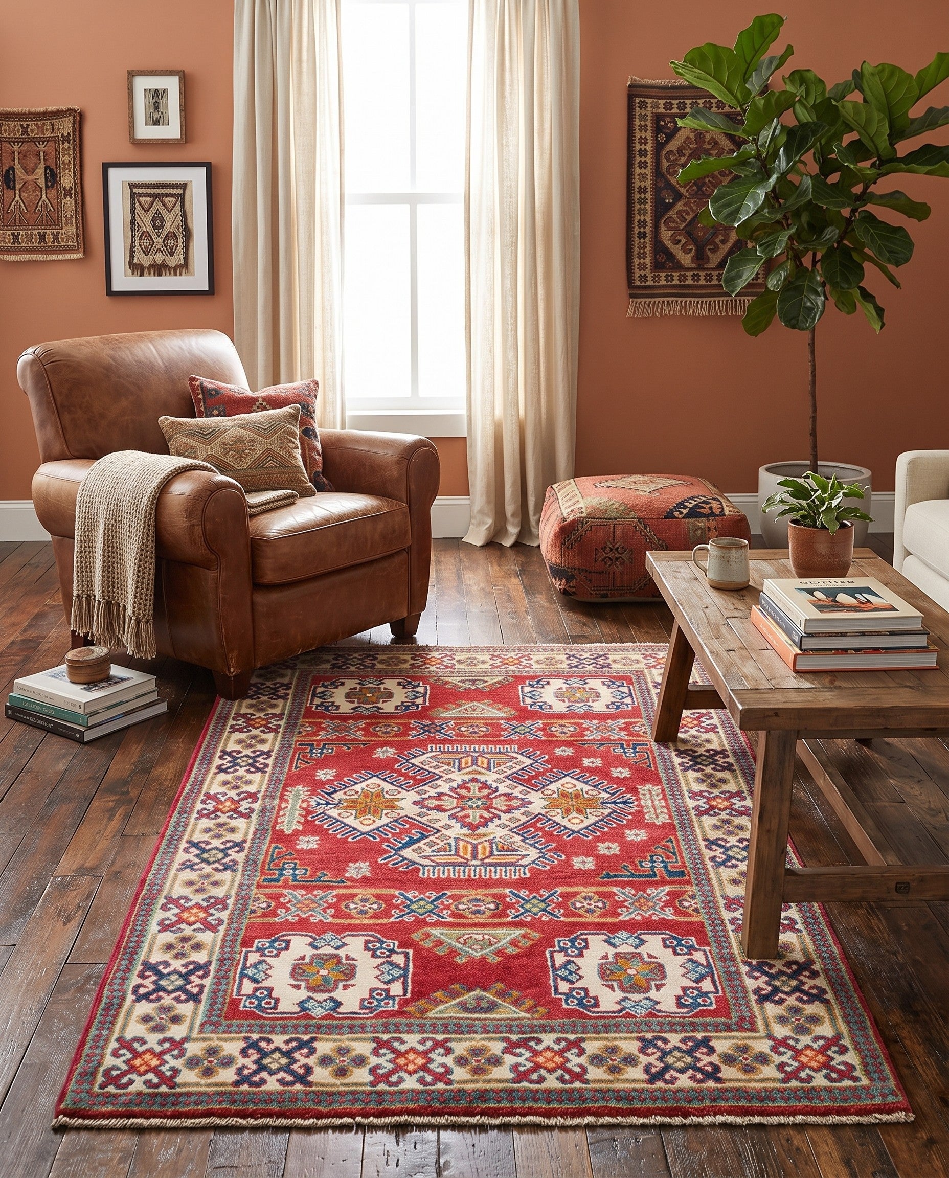3' 4 x 5' Hand Knotted Kazak Rug