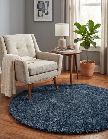 Marine Blue Zermatt Shag Round Rug
