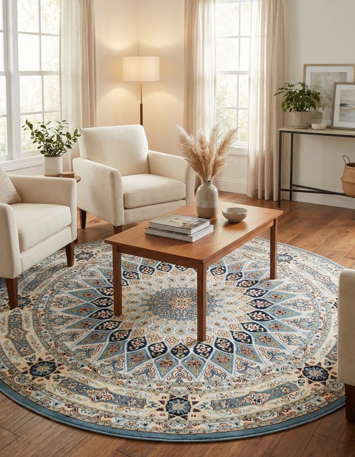 6' 1 x 6' 1 Nain Design Round Rug